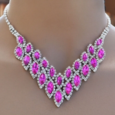 EXCITE FUSHCIA RHINESTONE JEWELRY SET