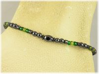 Green Glass & Swirl Magnetic Anklet