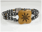 Light Brown Flower Double Strand Magnetic Bracelet