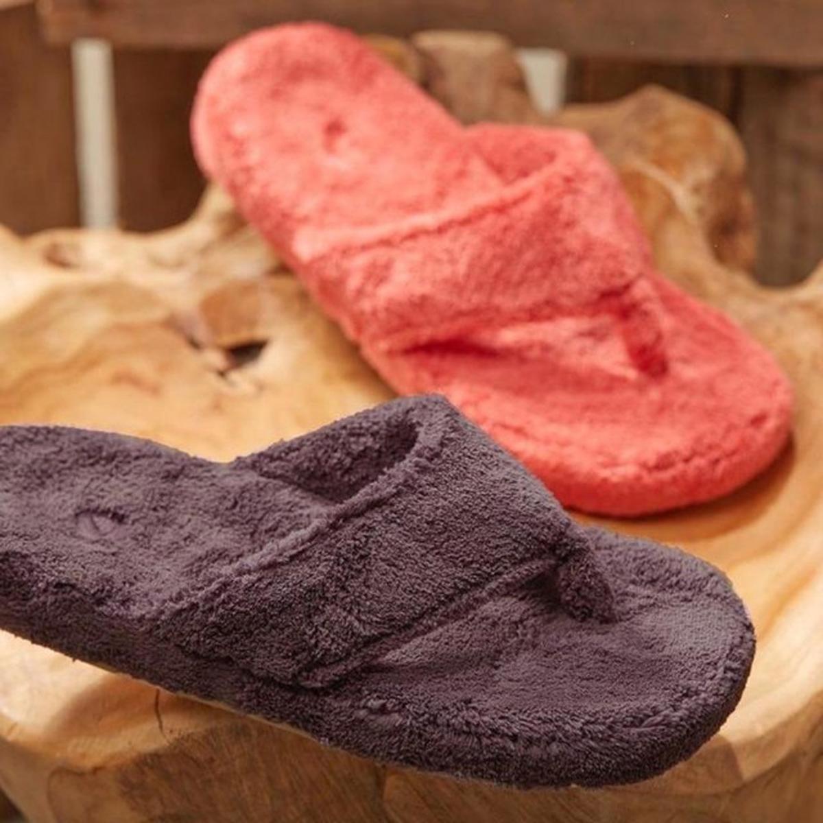 ACORN Women's Spa Thong Slippers Grey The Warming Store