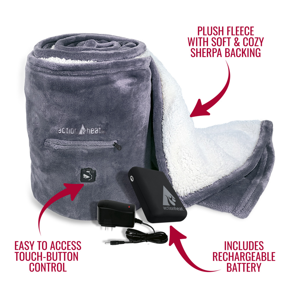 ActionHeat 7V Battery Heated Plush Throw Blanket The Warming Store
