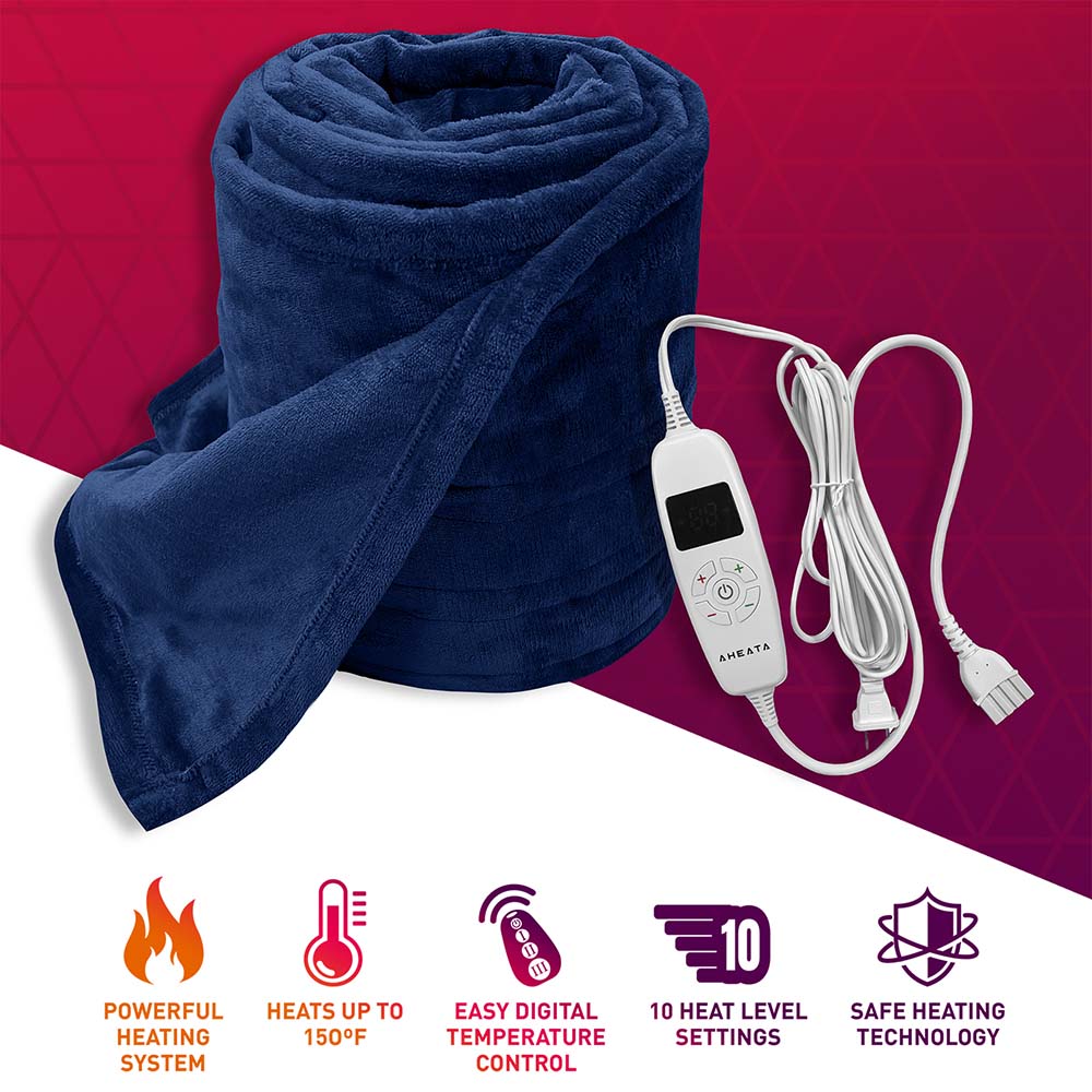 Aheata heated throw with digital controller the warming store