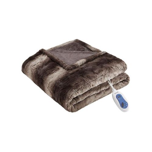 Beautyrest 100 Polyester Faux Tip Dye Long Fur Heated Throw 50"W x