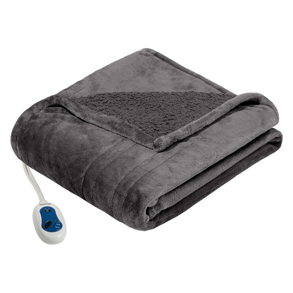 Beautyrest Microlight Reverse to Berber Heated Throw The Warming Store