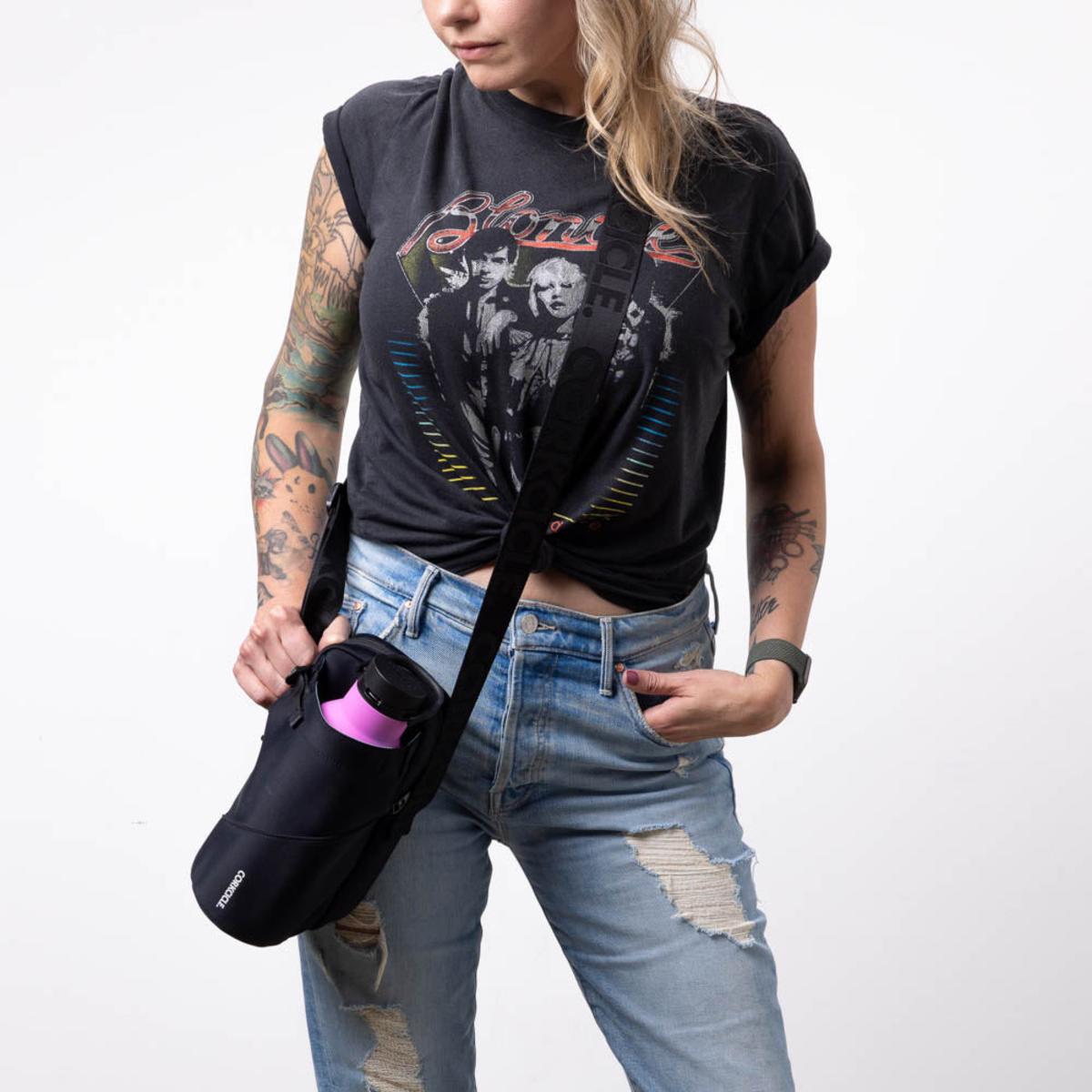 Corkcicle Crossbody Water Bottle Sling Bag Black Neoprene The