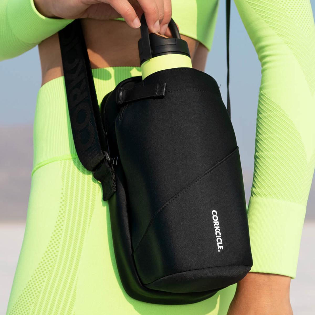 Corkcicle Crossbody Water Bottle Sling Bag Black Neoprene The