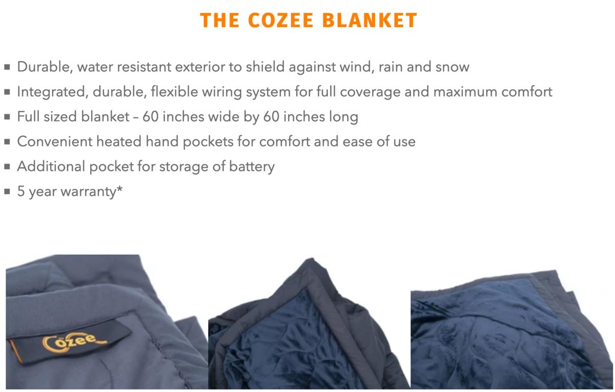 Cozee Battery Powered Heating Blanket with Surge Technology The
