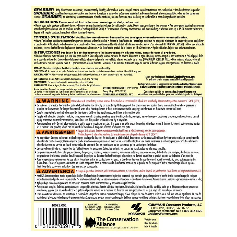 Grabber Warmers Peel N' Stick 12+ Hour Adhesive Body Warmer 40 Pack