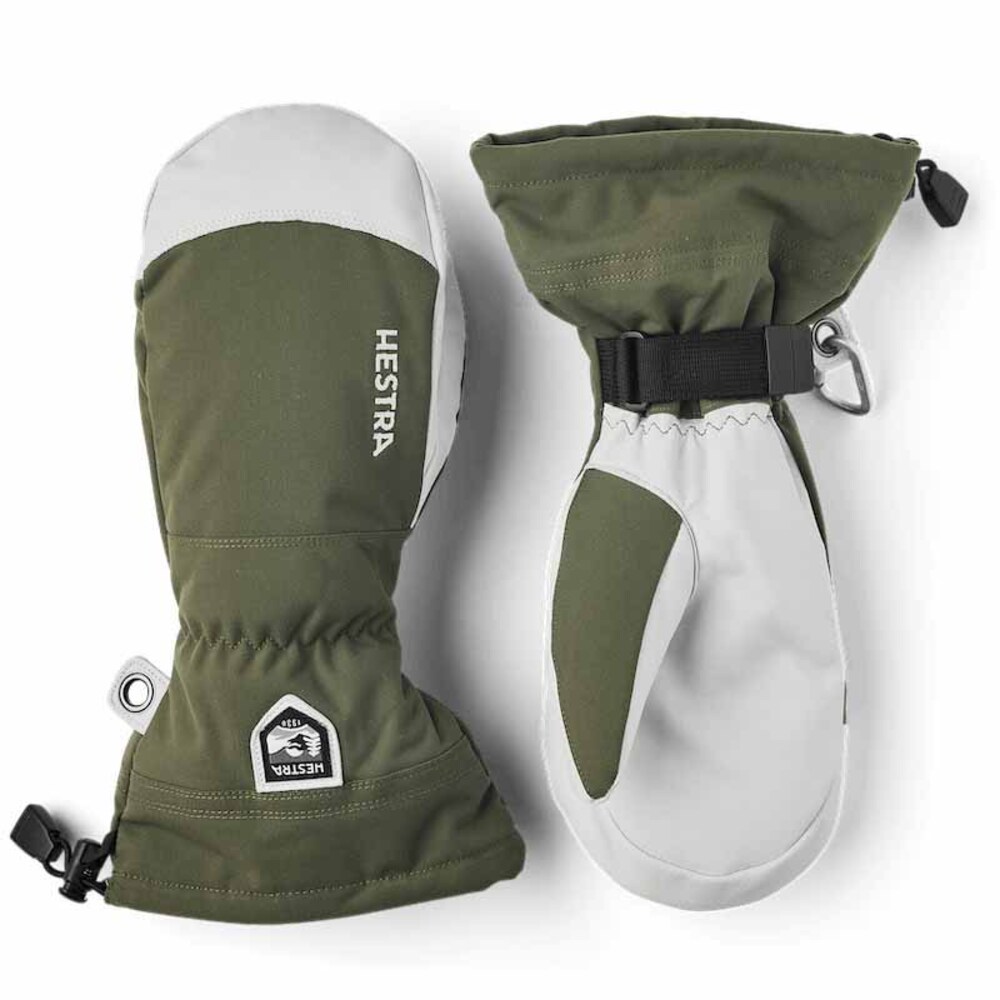 Army Leather Heli Ski 3-finger - Grey | Hestra Gloves