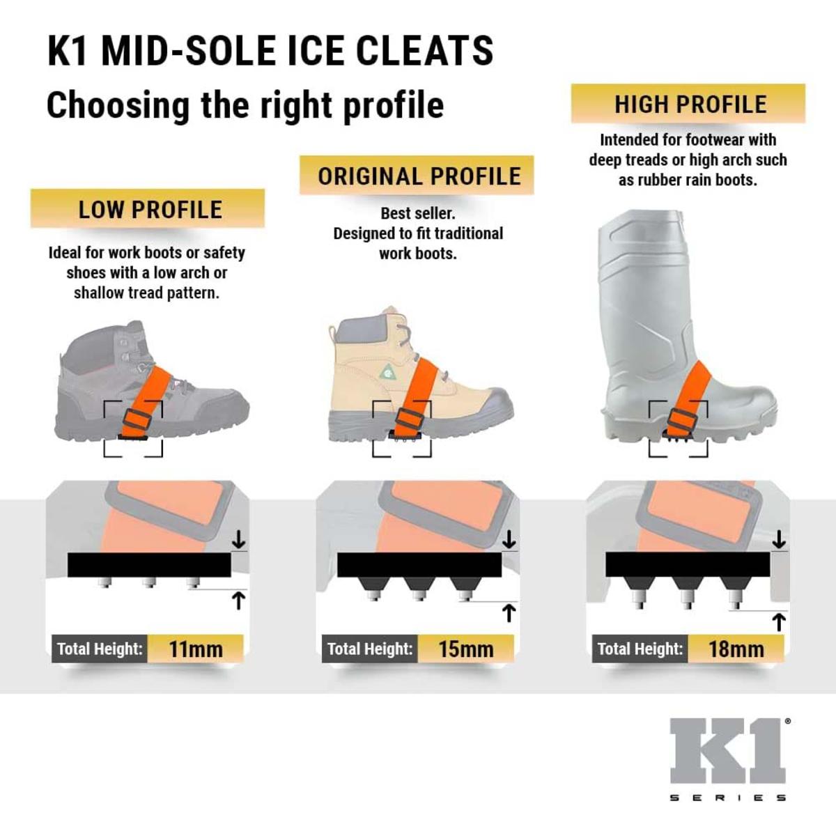 K1 Ice Cleats Original MidSole Ice Cleats Intrinsic HiVis The