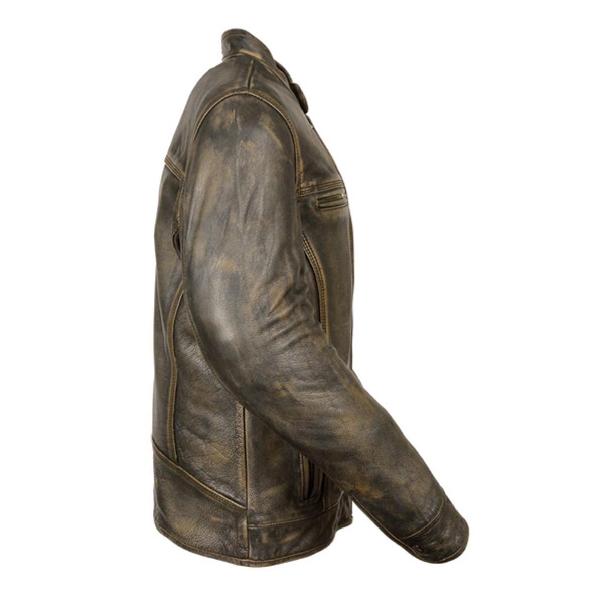 milwaukee leather men's brown distressed scooter jacket w venting