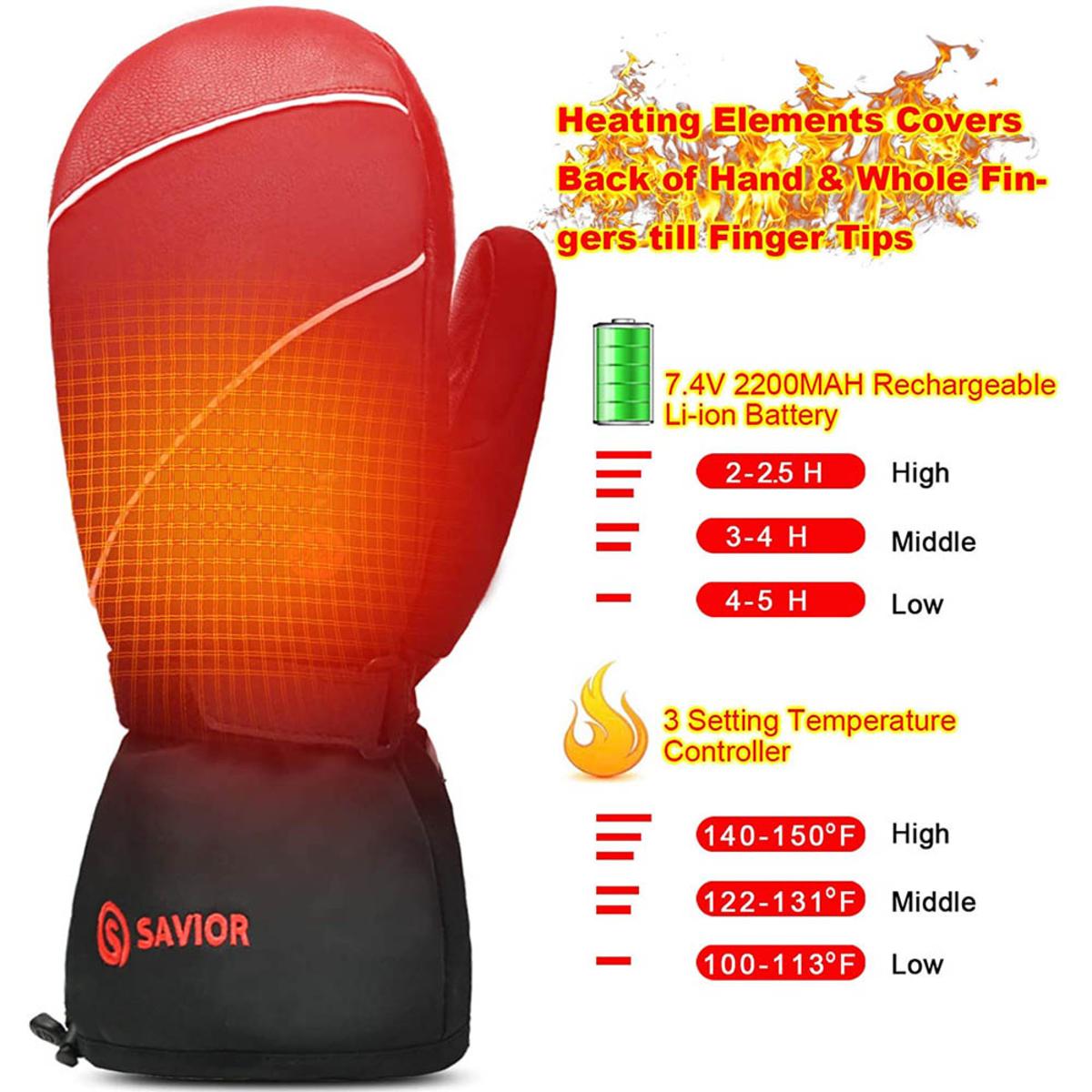 Savior Heat Unisex Electric Heated Ski Mittens The Warming Store