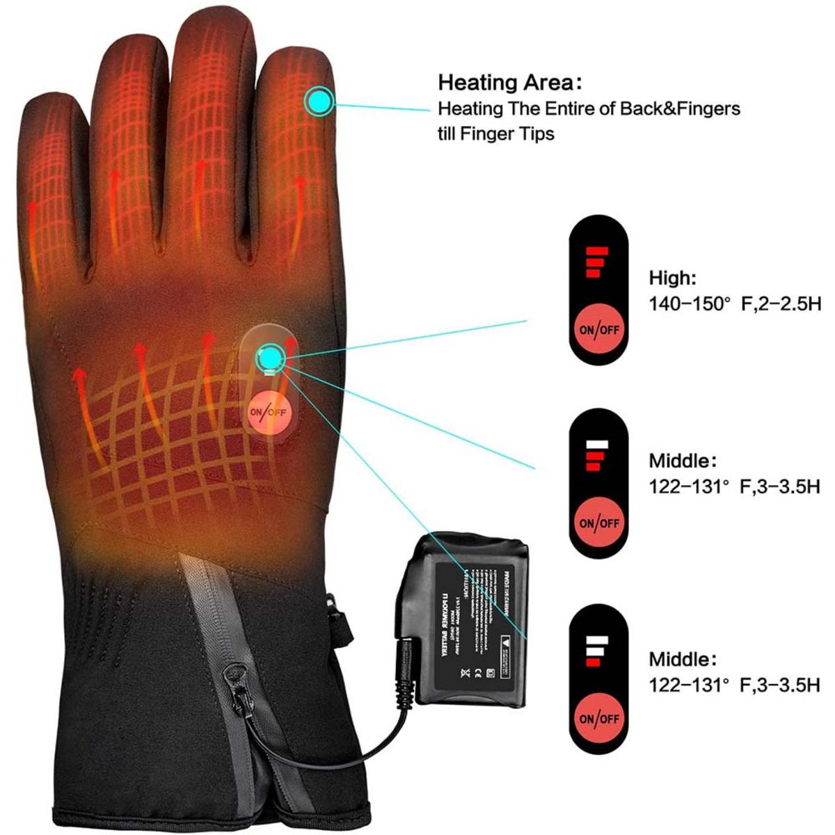 Savior Heat Unisex Electric Rechargeable Heated Hand Warmer Gloves
