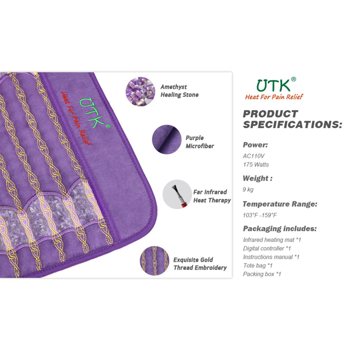 UTK Amethyst Far Infrared Heating Pad for Back Pain Relief 24'' x 59