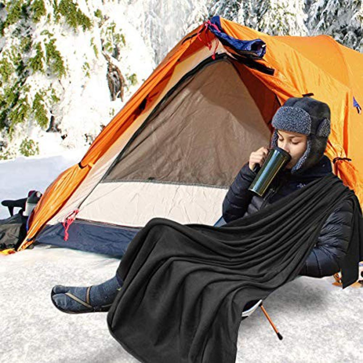 Zone Tech 12V Fireproof Car Heated Travel Blanket Classic Black The