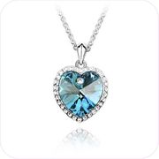 Heart of Aqua Crystal Pendant Necklace #24097