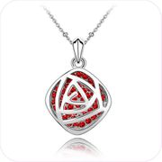 Red Passion Rosette Pendant Necklace #24174