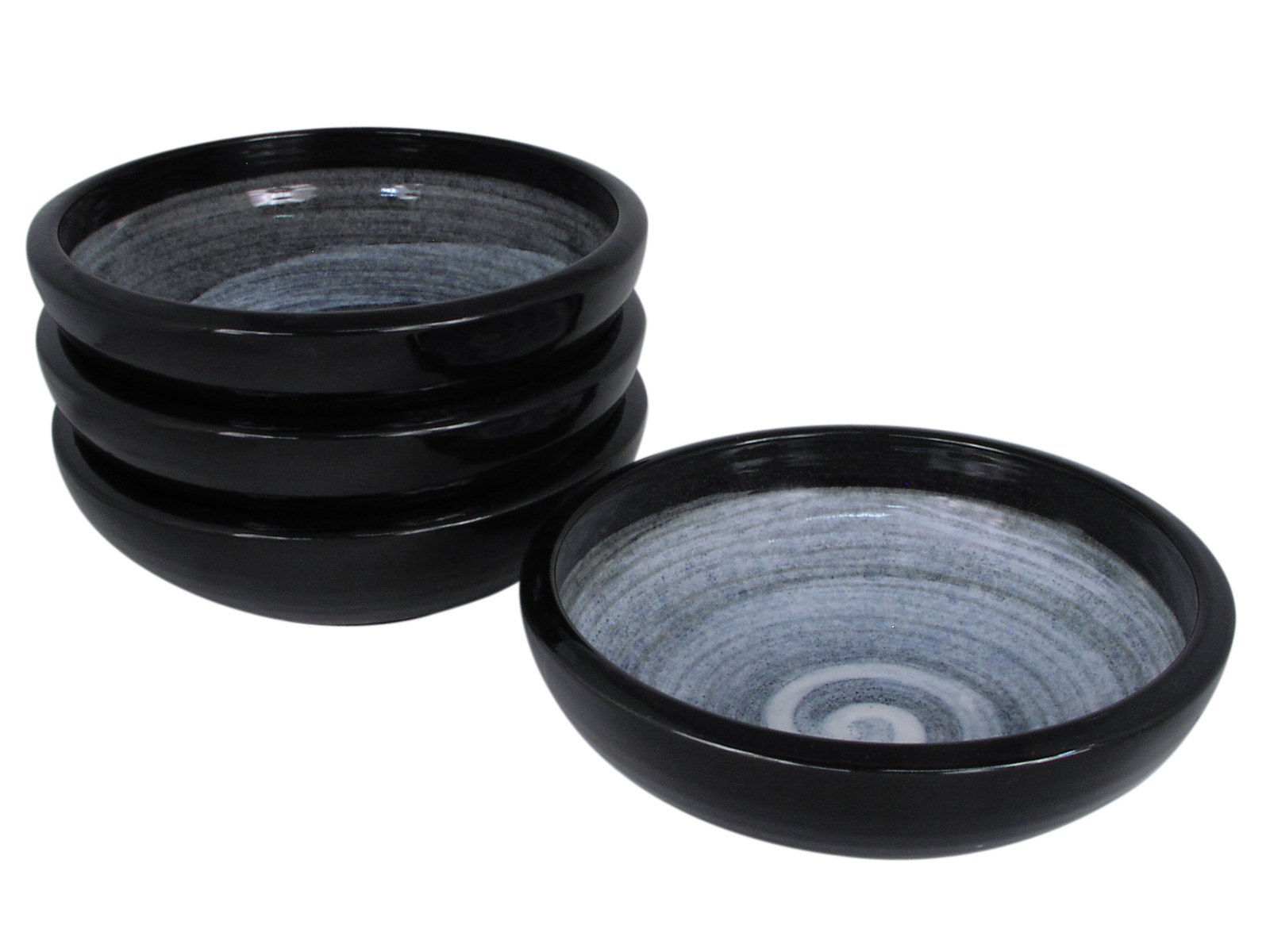 8 Inch Modernist Moonlite Night Japanese Serving Bowl Set for Four