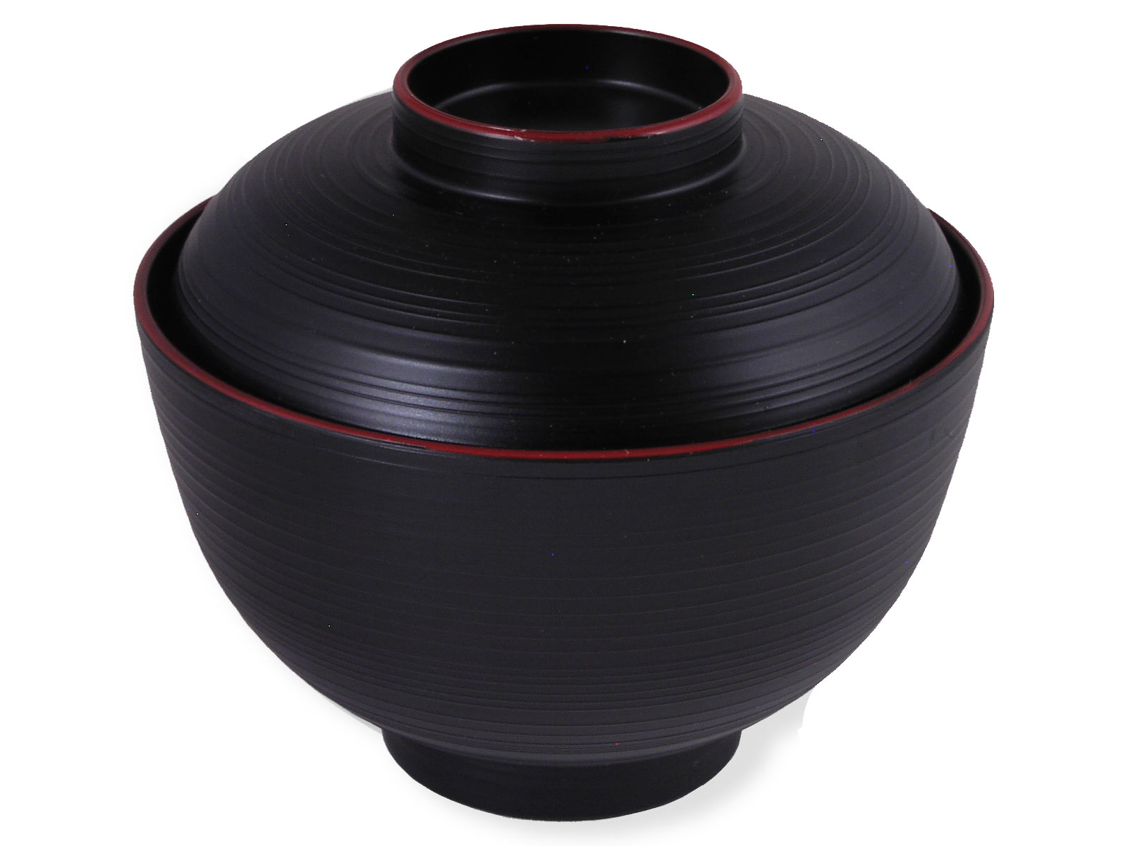 ASIAN HOME Japanese Rice and Soup Bowls With Lid, Black and Red, for rice,  miso soup, 4.33 x 3.94, 8.4 oz. (4 Bowls)