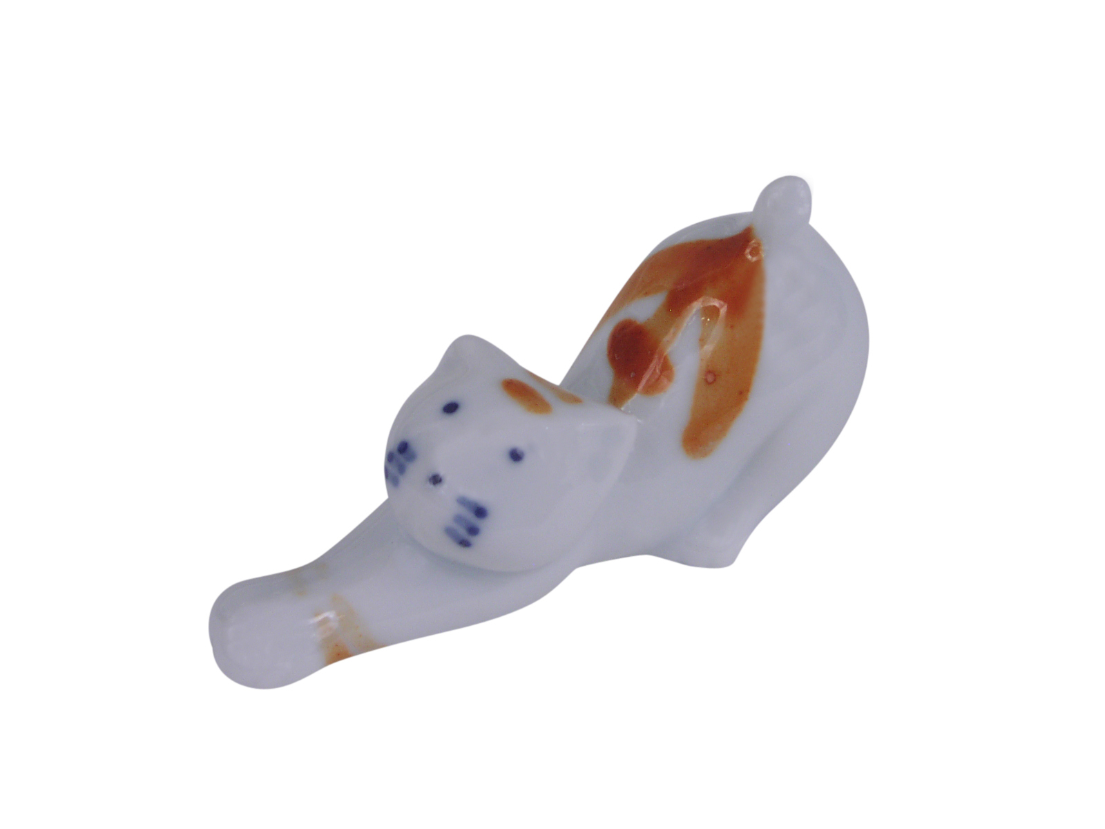 Ceramic Blue and White Stretching Cat Chopstick Rest
