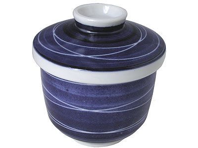Elegant Blue and White Lines Chawa Mushi Cup