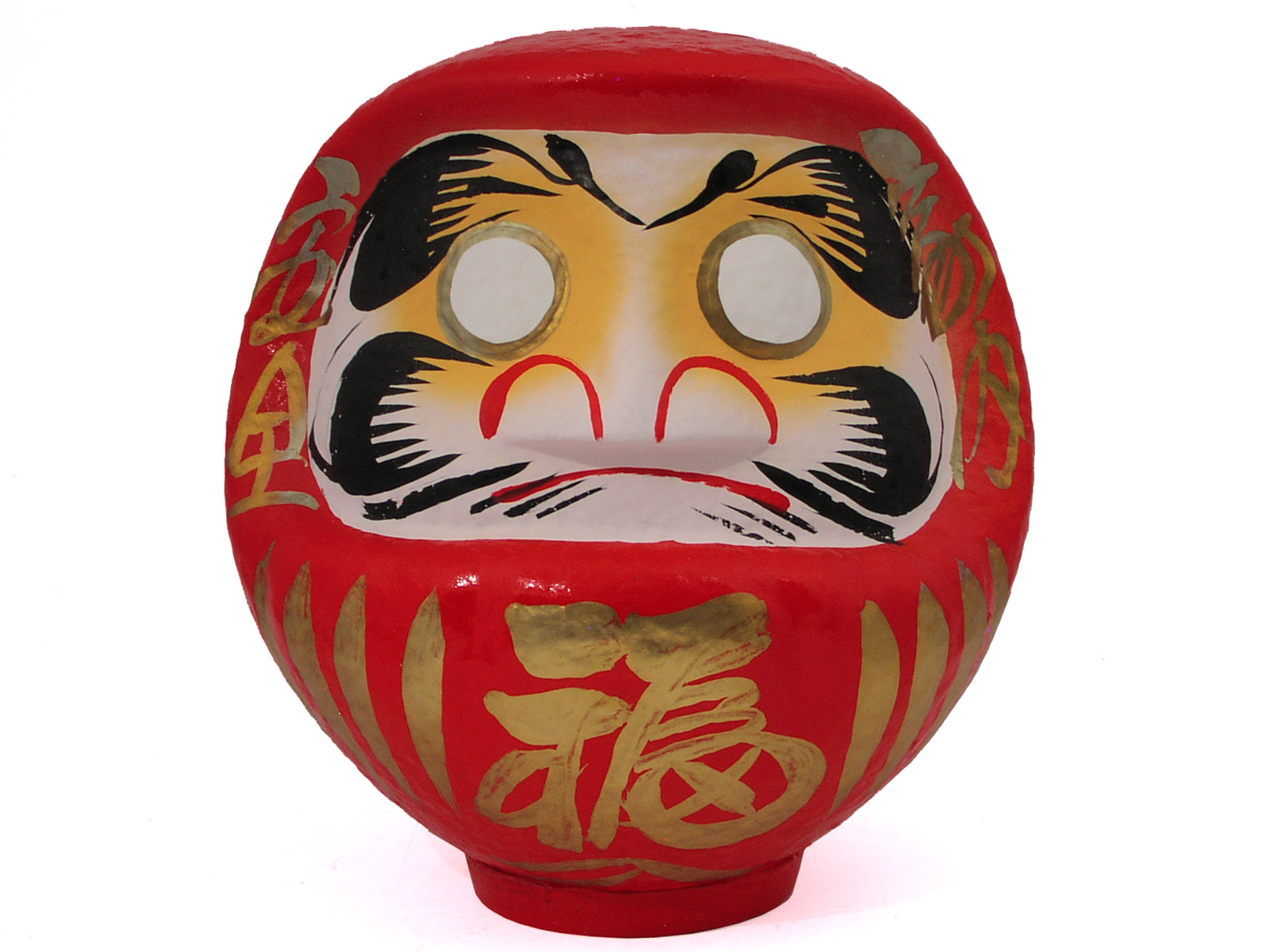 Medium Red and Gold Japanese Daruma Doll
