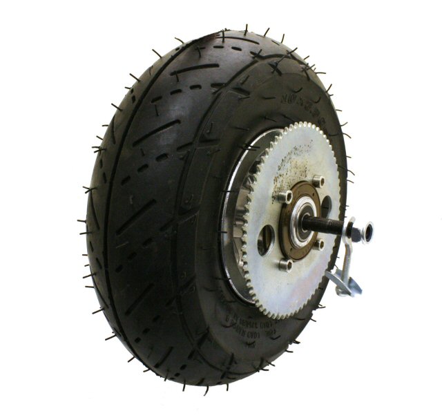 Razor E300 rear wheel assembly, 65 teeth