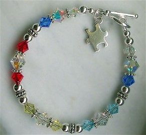 Autism Swarovski Crystal and Sterling Silver Bracelet