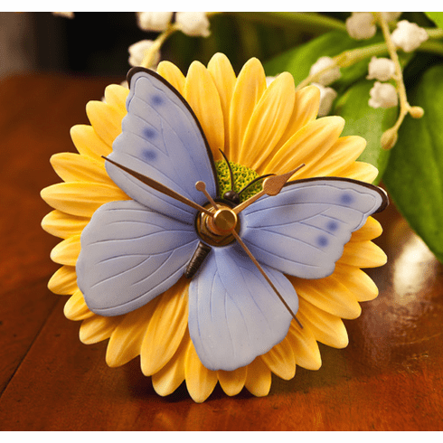 Blue Butterfly Flower Clock