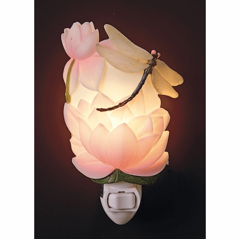 Ibis and Orchid Design Dragonfly and Waterlily Night Light