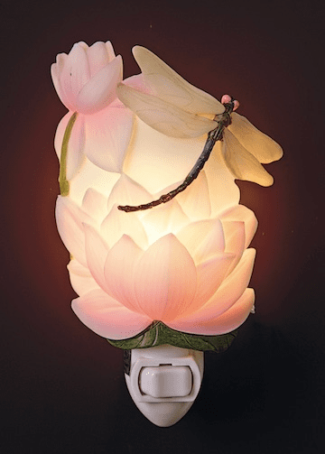 Ibis and Orchid Design Dragonfly and Waterlily Night Light
