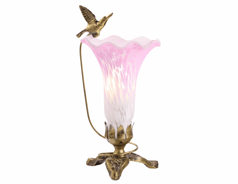 Hummingbird in Flight Pink/White Memory Lamp 