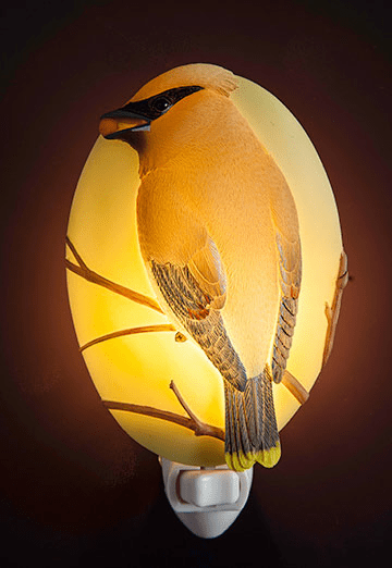 Ibis and Orchid Design Cedar Waxwing Night Light