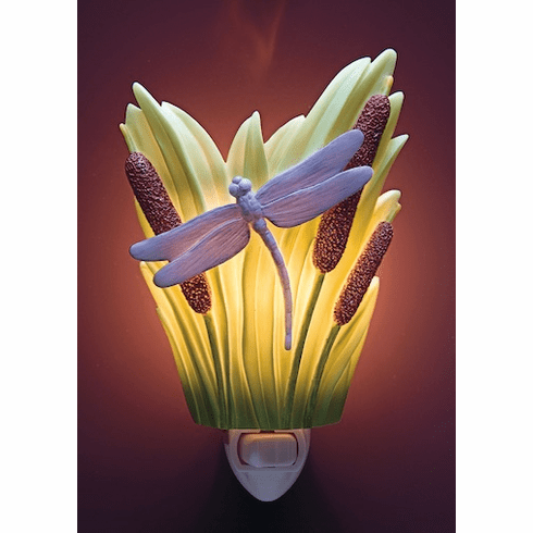Ibis and Orchid Design Dragonfly and Cattails Night Light