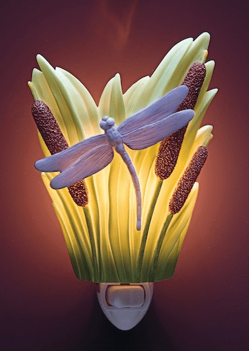 Ibis and Orchid Design Dragonfly and Cattails Night Light