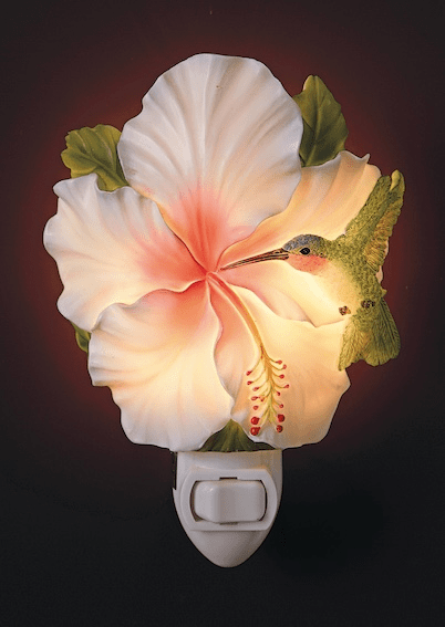 Ibis and Orchid Design Hummingbird and Hibiscus Night Light