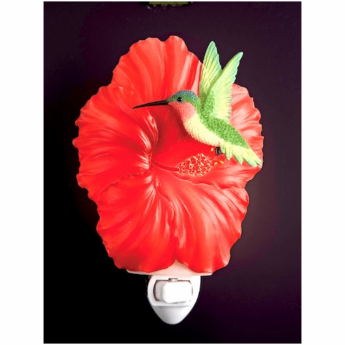 Ibis and Orchid Design Ruby Red Hummingbird Night Light