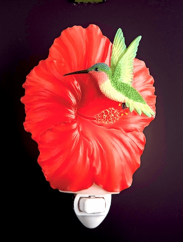 Ibis and Orchid Design Ruby Red Hummingbird Night Light