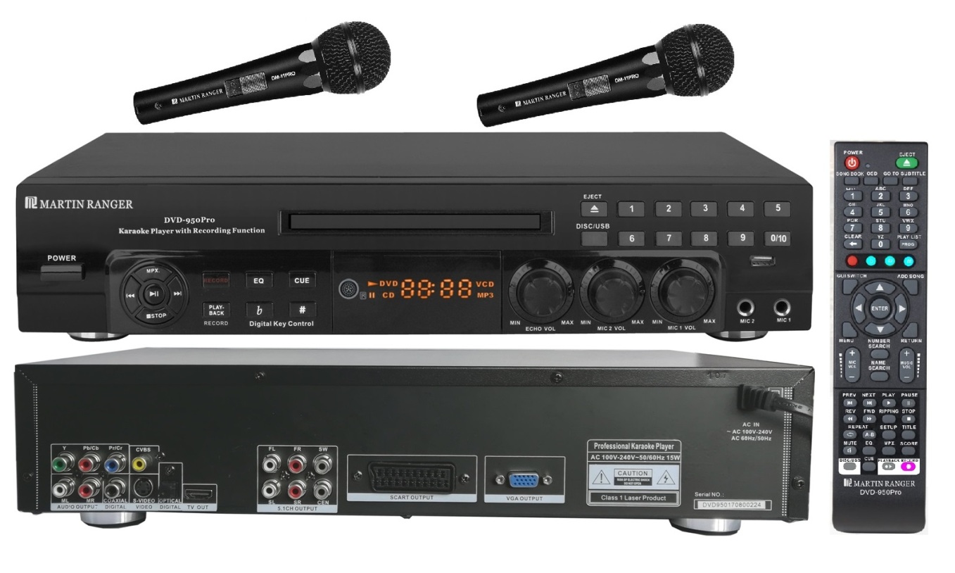 Martin Ranger DVD950PRO Karaoke Player With Two Free DM-11PRO Microphones