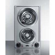 12" Wide 115V <br> 2-Burner Coil Cooktop<br> Cabinet Stainless Steel <br> Summit CCE213SS