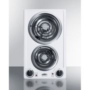 12" Wide 230V <br>  2-Burner Coil Cooktop <br> Cabinet White <br> Summit CCE225WH