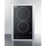 15" Wide 230V <br>  2-Burner Radiant Cooktop<br> Cabinet Black <br> Summit CR2B23T3BTK15