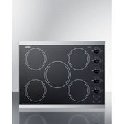 27" Wide 230V <br> 5-Burner Radiant Cooktop<br> Cabinet Black <br> Summit CRS5B13B