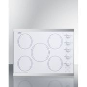 27" Wide 230V <br> 5-Burner Radiant Cooktop<br> Cabinet White <br> Summit CRS5B14W