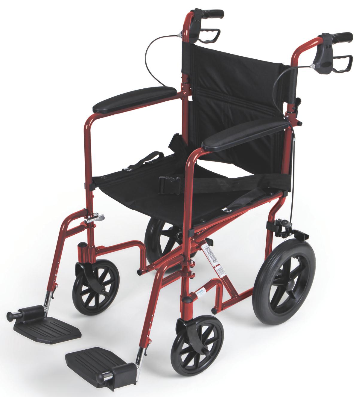 Aluminum Transport Chair with 12" Wheels , RED Medline MDS808210ARE