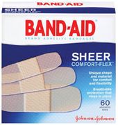 Band-Aid <br>Comfort Flex Sheer <br>Assorted 60/Bx, 24 Box/Case<br> J&J 100466800-Case