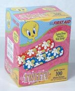 Bandage Adhesive Strip <br>3/4x3" First Aid <br>Tweety Rd/Blu 100/Bx