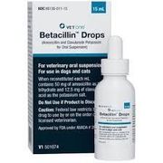 Betacilin Clav Drops <br>(Amoxicillin and Clavulanate Potassium<br> for Oral Suspension) 62.5mg/mL, 15mL<br> Vetone CRO23011