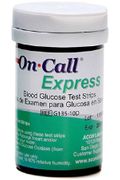 Blood Glucose Test Strips <br>  On Call Express 50 Strips per Vial <br> No Coding Required <br>For On Call Express Blood Glucose Monitor <br> Acon 755729-200