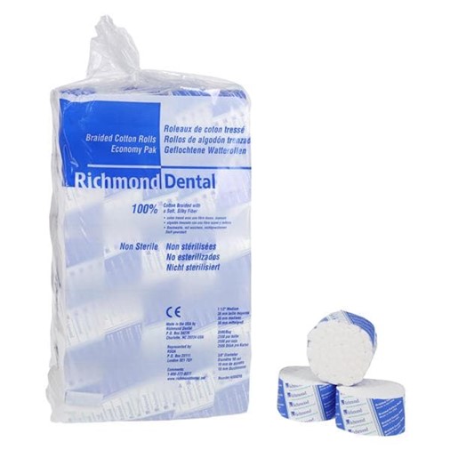 Braided Cotton Roll Economy Pak, Medium 1½" x 3/8" Dia, NonSterile